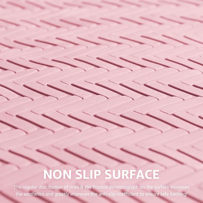 OTHWAY Bathtub Mat Non Slip, Extra Long Rubber Bath Mat for Tub, Machine Washable Shower Anti Slip Mat with 332 Strong Suction Cups (Pink, 36" x 17")