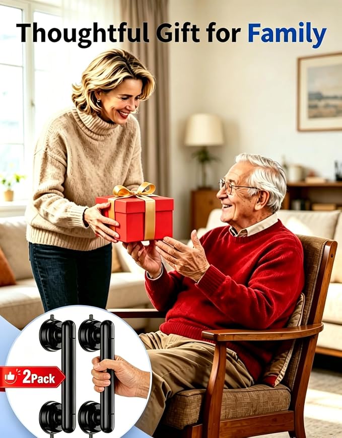 Grab Bars for Bathtubs and Shower (2 Pack), 11 Inch Shower Handle Bathroom Safety Suction Grab Bar for Bathtub for Elderly & Children