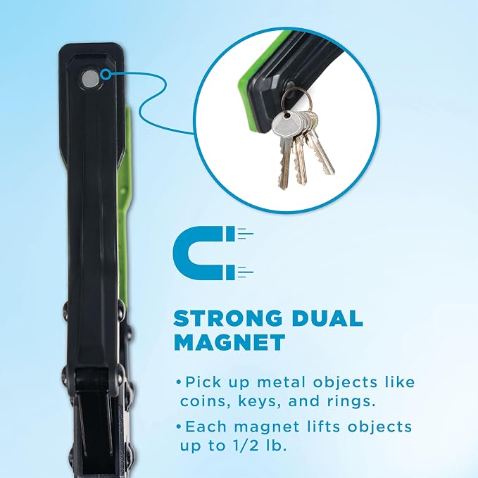 36 Inch Folding Grabber Reacher Tool - Heavy Duty Trash Picker Upper & Post Surgery Recovery Mobility Aid for Seniors - Strong Green Gripper with Magnetic Tip, Long Reaching Stick