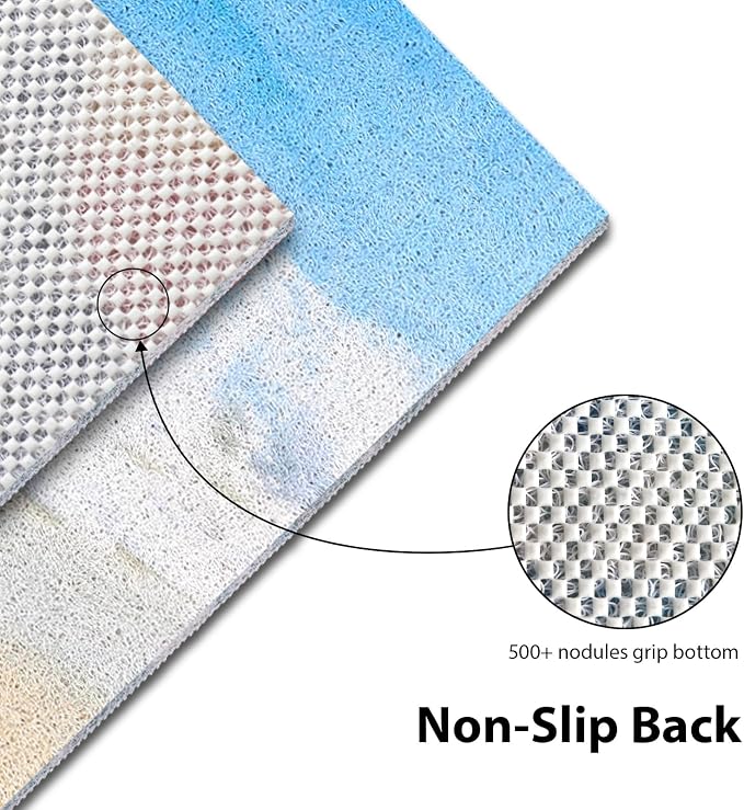 Square Shower Mat, Yonala 24 x 24 Inch Stylish Non Slip Shower Mats for Inside Shower with Central Drain Hole, Soft Trimmable PVC Loofah Anti Slip Shower Mat for Walk in Shower Stall, Quick Drying