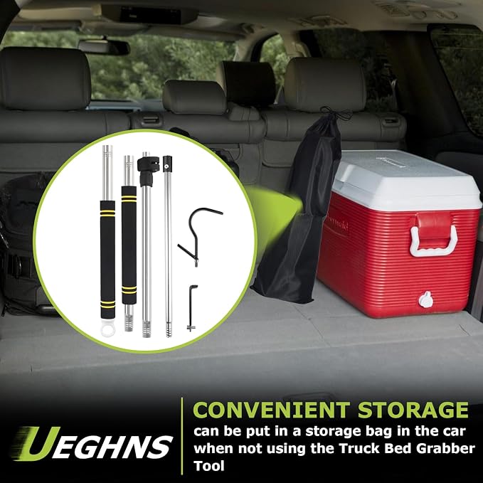 Bed Buddy Truck Tool,Cargo Grabber Pickup Truck Bed Thickened Stainless Steel Telescopic 33-74inch wear-Resistant complimentary Storage Bag Professional Cargo Grabber Reach Retriever Tool