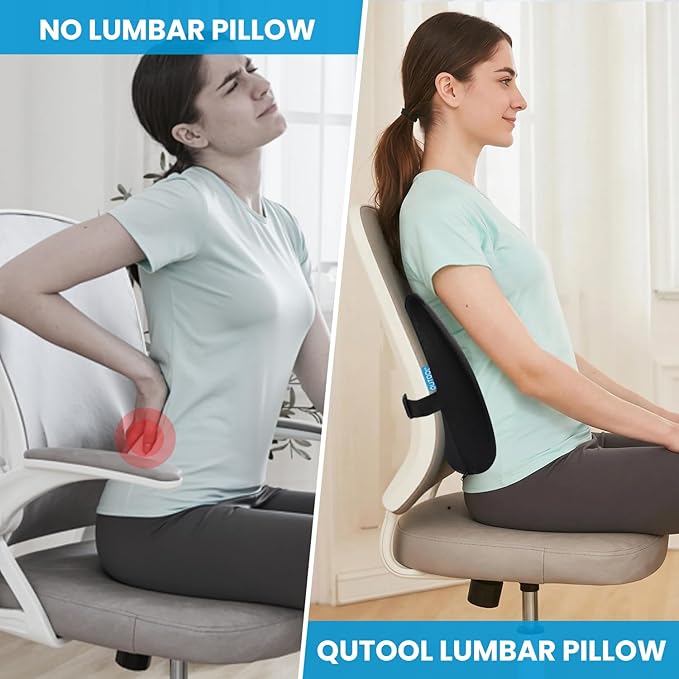 Lumbar Support Pillow for Office Chair, Office Home Essentials,Gifts for Mom,Dad, Back Support Pillow for Car, Chair Cushions,Back Pain Relief Improve Posture,Mesh Cover Double Adjustable Straps