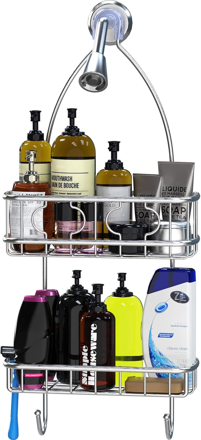 Simple Houseware Stainless Steel Bathroom Hanging Shower Head Caddy Organizer (24 x 10.2 x 4.25 inches)