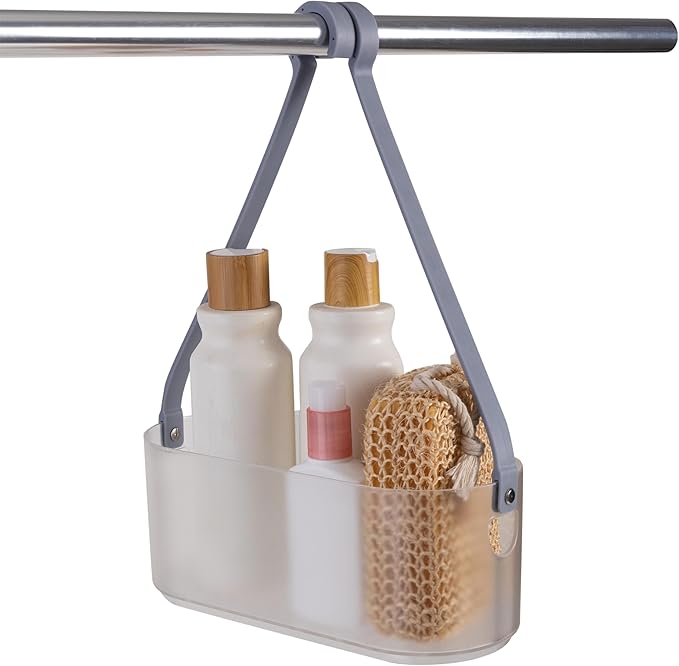Bath Bliss 2 Way Deluxe Convertible Shower Caddy | Hang Over Shower Head or Shower Door | Bathroom Organization | Self Draining | Rust Resistant Plastic | Frost