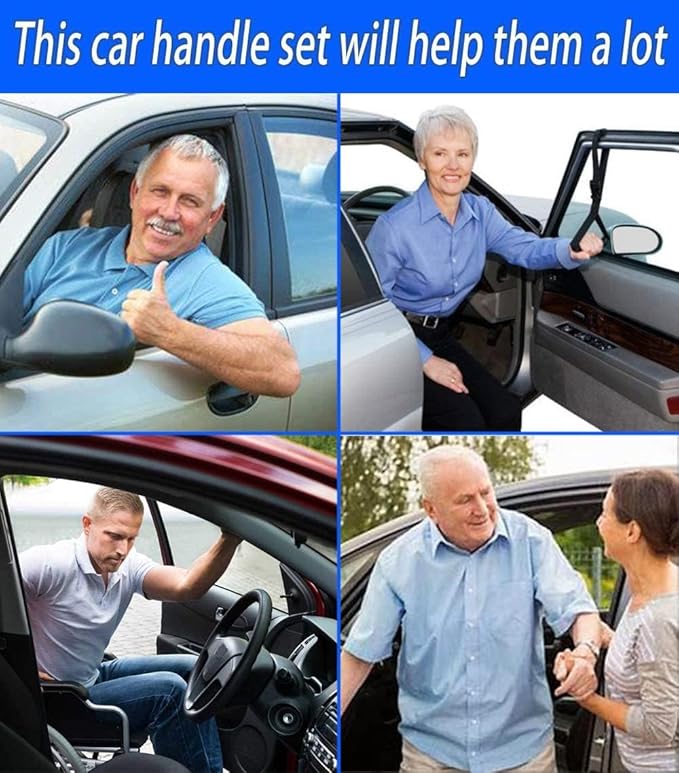 KOUNATSURI Car Door Handle for Elderly Car Assist Support Handle Multifunction Car Door Latch Bar for Seniors and Handicapped(Blue)
