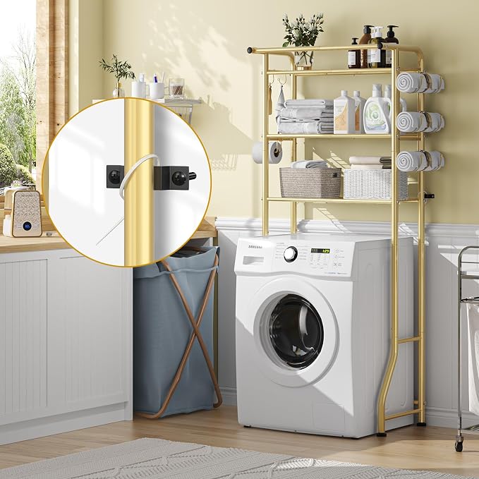 Simple Trending 3 Tier Over The Toilet Rack, Shelf Bathroom, Bathroom Stand Organizer Space Saver, Gold