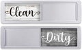 Dishwasher Magnet Clean Dirty Sign - Magnetic Signs That Say Clean/Dirty - Optional Sticker Adhesive for Non-Metal Stainless Steel Dish Washers - Light Gray Farmhouse