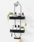 Kitsure Shower Caddy Hanging - No-Drill Bathroom Organizers and Storage, Wobble-Free Bathroom Shelves with Adhesive Tapes, Rust-Proof Shower Storage for Toiletries, Black, 28.5" H