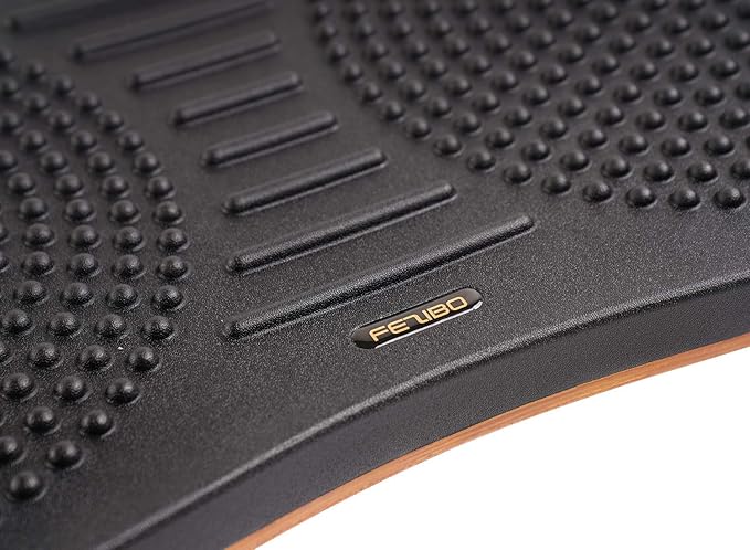 Standing Desk Anti Fatigue Mat Wooden Wobble Balance Board Stability Rocker with Ergonomic Design Comfort Floor Mat Accessories(Large, Obsidian Black)