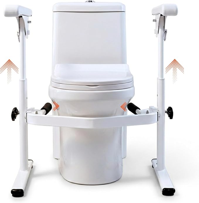 Toilet Safety Frames & Rails for Seniors - Flip-up arms for Wheelchair Access - 400 lbs Heavy Duty Medical Stand Assist Frame, Adjustable Height and Width, Handicap Grab Bars