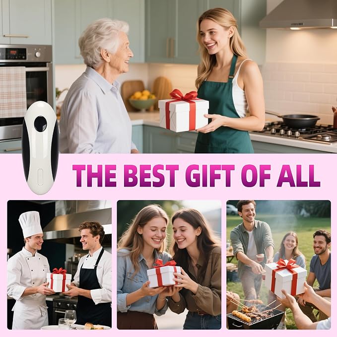 Rechargeable Electric Can Opener, Portable Gadgets Side Automatic Opener Can Food Safety,Smooth Edged for Seniors with Arthritis for All CanSizes (Black &White)