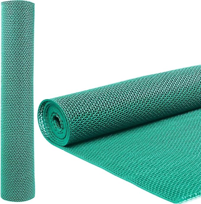 Anti Slip Drainage Mat, 1FT x 9FT Non Slip PVC Commercial Hollow Floor Rug Bathroom Shower Heavy Duty Rubber Matting for Indoor Outdoor Pool Restaurant Sauna Room, Green