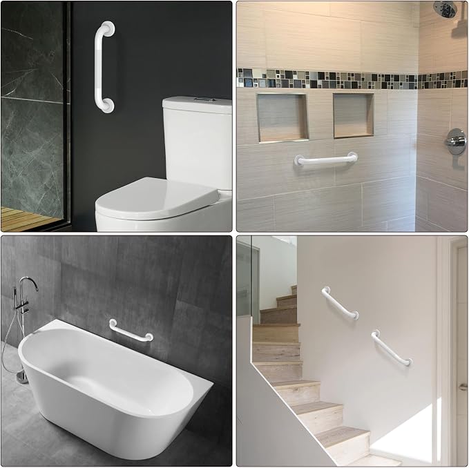 12 Inch Oil Rubbed White Shower Grab Bar w/Anti Slip Grip, ZUEXT Stainless Steel Bath Grab Bar,Bathroom Balance Bar, Wall Mount Safety Handrail Support, Handicap Injury Elderly Senior Assist Handle