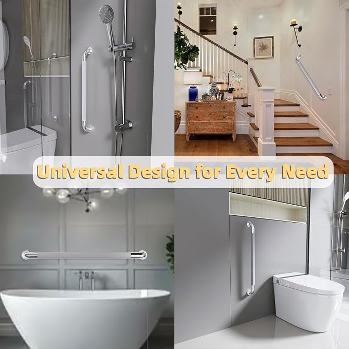 32 Inch Shower Grab Bar, Bathroom Grab Bar Handle with Anti-Slip Knurled Grip, Stainless Steel Bath Balance Bar, 1.25" Diameter Bath Safety Bar Support for Seniors Elderly Pregnant, Brushed Nickel