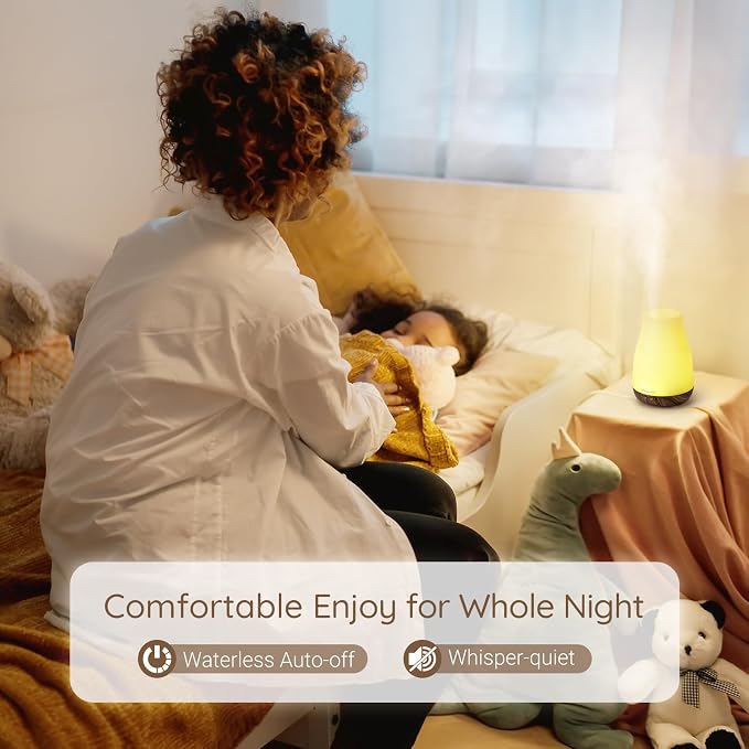 Aromatherapy Essential Oil Diffuser for Room: Air Humidifier Aroma Scent Cool Mist Diffusers Colorful Light Cute Mini Small Waterless Auto Off Ultrasonic for Home Bedroom