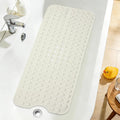 Extra Long Bathtub Mat Non Slip, Beige Soft Bath Mat for Tub 40 x 16 Inch Full Size, Bath Tub Shower Mats for Bathroom Floor with Big Suction Cups and Drain Holes, Easy Washable, BPA Free