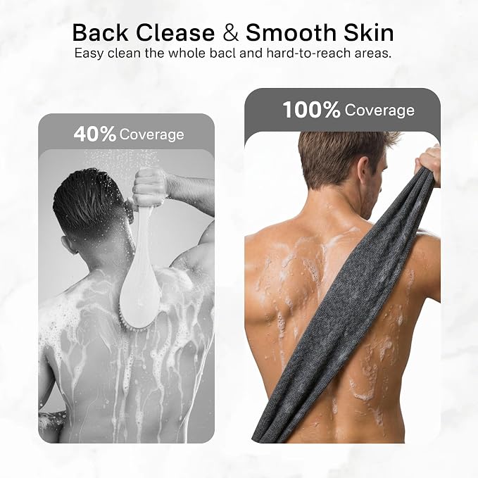 Yiclick 3 PCS Exfoliating Washcloth Towels - Exfoliating Body Scrubber Exfoliator, Back Scrubber for Shower Bath Use, Japanese & Korean Scrub Wash Cloths, Loofah Lufa Sponge Washer for Women Men