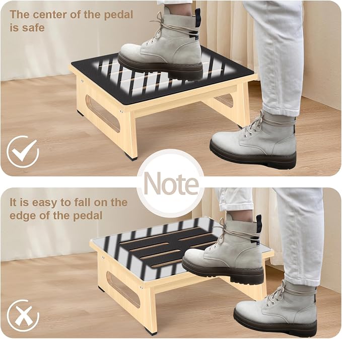 Step Stool, Bed Steps for High Beds for Adults with Non-Slip Rubber Stepping Surface and Handles, 450 LBS Capacity for Bedroom Kitchen Bathroom, or Bedside, Senior Support(Natural)