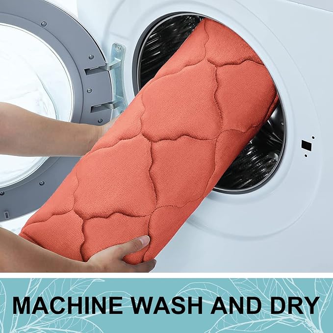 OLANLY Memory Foam Bath Mat Rug 44x24, Ultra Soft and Absorbent Bathroom Rugs, Non-Slip, Comfortable, Machine Washable Bath Carpet for Bathroom Floor, Tub, Shower and Home Decor Accessories, Coral