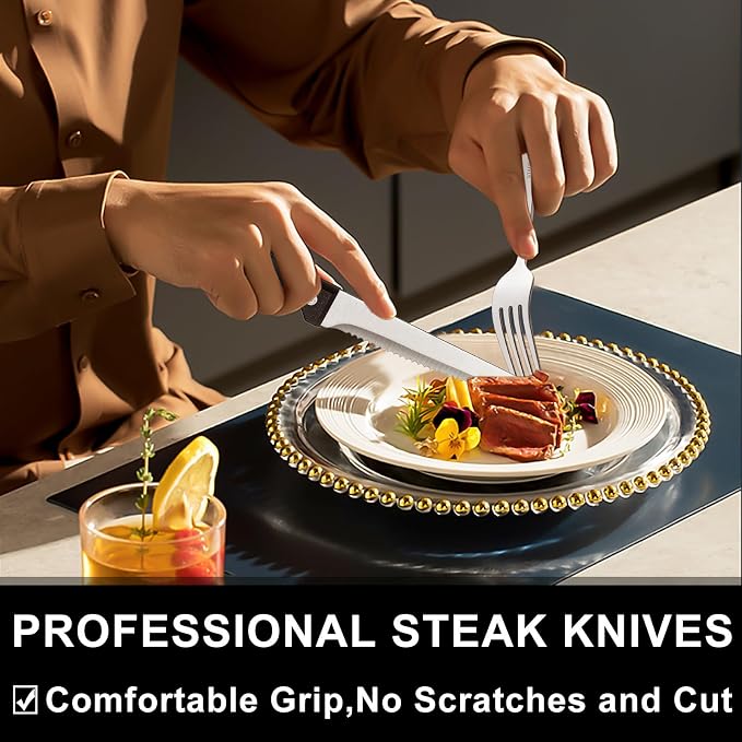49-Piece Silverware Set with Organizer, Heavy Duty Stainless Steel Flatware Set for 8, Cutlery Utensil Sets with Steak Knives, Rust-proof, Mirror Polished, Dishwasher Safe, Heavy Duty