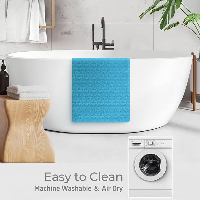 Non Slip Bathtub Mat for Bath Tub Shower - Natural Rubber Mat with 241 Suction Cups - Soft Bathroom Safety Mat - Unique Diamond Pattern - Fatigue Relief - Machine Washable - 16 × 28 Inch
