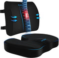 CushZone Ergonomic Seat Cushion & Lumbar Support Pillow - Memory Foam for Sciatica Pain Relief & Posture Correction, Non-Slip Chair Cushions for Office Chair/Car/Wheelchair/Travel (Black)
