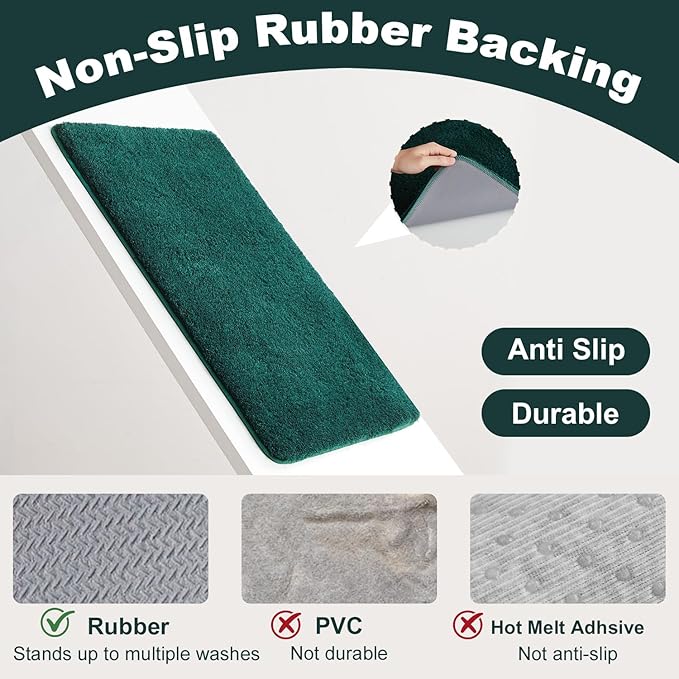 TYUU Large Bathroom Rugs, Ultra Soft Super Absorbent Bath Rugs Non Slip Washable Quick Dry Bath Mat with Rubber Backing for Bathroom Floor, Shower, or Sink, Dark Green 3' x 4'