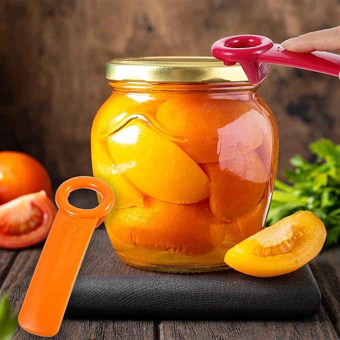 2 PACK Jar Opener, Easy Grip Jar Opener Gripper, Jar Key for Seniors, Arthritis, Carpal Tunnel Sufferers, Durable Plastic Jar Lid Opener（Orange/Rose Red）