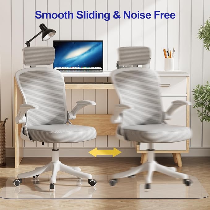 Delamu Office Chair Mat for Hardwood Floor, 36"×48" Office Computer Desk Chair Mat, Clear PVC Heavy Duty Floor Protector Mats for Rolling Chairs, Only for Hard Floor (36"×48" Rectangular)