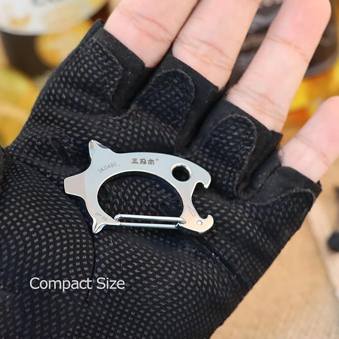 Sanrenmu Pry Bar Bottle Opener Keychain Multi Tool Stainless Steel with Flat/Cross Screwdriver Clip Lanyard Hole Functions for Everyday Carry (Black)