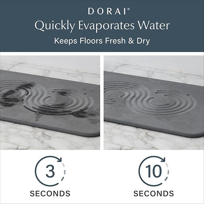 Dorai Home Stone Bath Mat Set - Premium Diatomaceous Earth Bath Floor Mats with Non-Slip Base, Fast-Drying Modern Shower Mat for Bathroom | Zen Slate, 2 Pack - 23.6"x15.4"