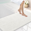 Smiry Luxury Chenille Bathroom Rugs 44x24, Extra Soft and Absorbent Shaggy Bath Mat, Machine Washable, Non-Slip Plush Carpet Runner for Tub, Shower, and Floor, Home Decor Accessories, Ivory
