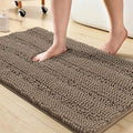 Turquoize Chenille Bathroom Rugs Bath Bath Mats for Bathroom Shaggy Rugs for Bedroom Chenille Bath Rugs 1 Piece Non Slip Super Absorbent Washable Bath Mat, 20"x 32", Taupe Brown