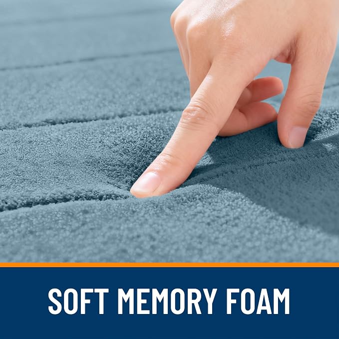 OLANLY Memory Foam Bath Mat 40x32, Super Soft Absorbent Bathroom Rugs, Quick Dry, Machine Washable Shower Floor Rugs, Bathmat Carpet, Bathroom Home Decor Accessories, Airy Blue