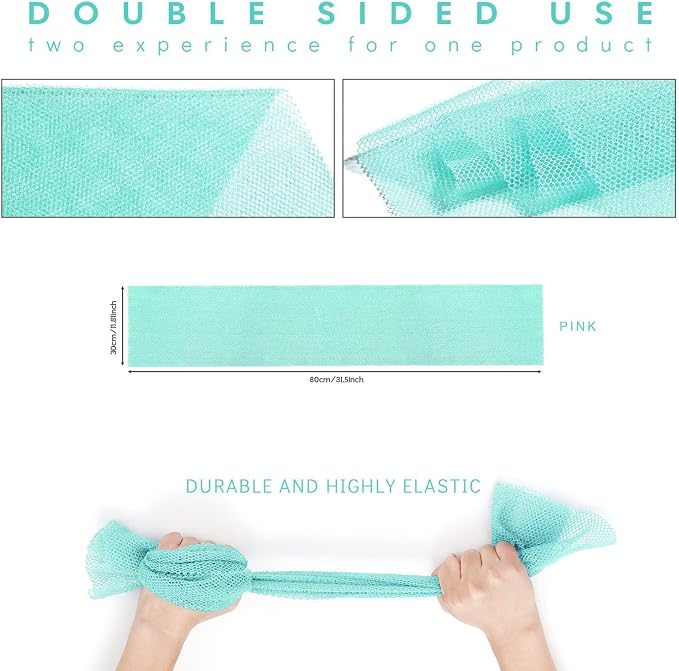 UJFQBH African Bath Sponge African Net Long Net Bath Sponge Exfoliating Shower Body Scrubber Back Scrubber Skin Smoother,Great for Daily Use (Green)