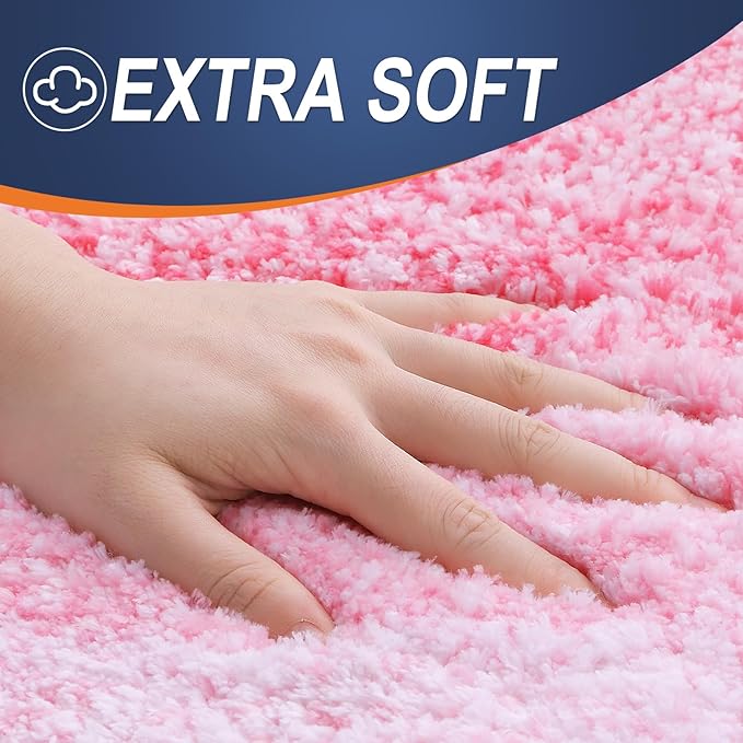 OLANLY Bathroom Rugs Mat 34x21, Extra Soft Absorbent Microfiber Bath Rugs, Rubber Backing, Quick Dry, Machine Washable Bath Mats for Bathroom Floor, Tub and Shower, Home Decor Accessories, Pink