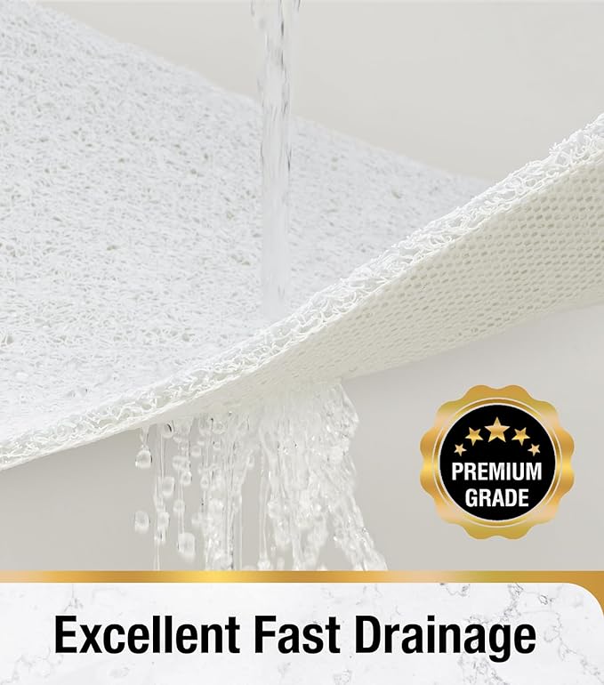 HITSLAM Square Shower Stall Mat, 21 x 21 Inch Non Slip Bath Mat for Tub, Soft PVC Loofah Bathtub Mats, Quick Drying Bathroom Shower Mat Anti Slip, Soft on Feet, White