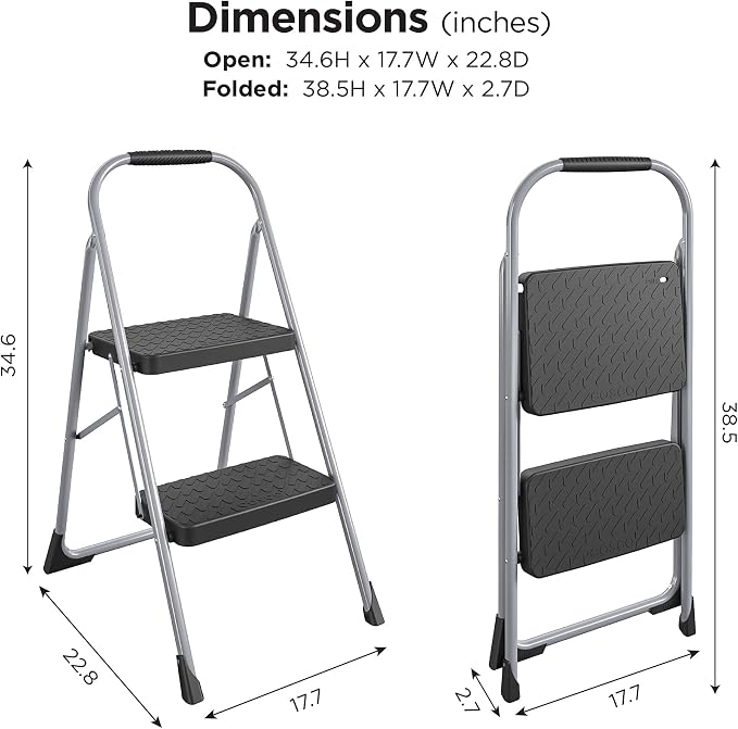 COSCO 2-Step Big Step, Steel Step Stool, Gray