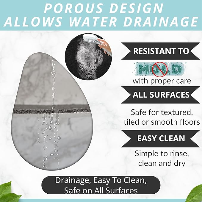 Enkosi Loofah Shower Mat with Drain Hole – Cushioned Anti-Slip Square Bath Mat for Showers, and Bathroom Floors – Textured PVC, Non Slip Safety Pad for Walk-in Stalls and Wet Areas (27x27 Black)