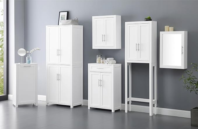Crosley Furniture Savannah Wall Mounted Bathroom Storage Medicine Cabinet with Shelves, Snow