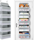 Yecaye Over The Door Organizer Storage, 5-Tier Heavy Duty Door Organizers Hanging with 10 Side Mesh Pockets, 44 lbs Load Capacity Behind Door Storage for Bathroom Nursery Bedroom Dorm Closet,Grey,1Pc