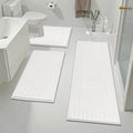 Pauwer Bathroom Rugs Sets 3 Piece Bathroom Shower Rugs with U-Shaped Contour Toilet Mat Absorbent Microfiber Plush Bath Mats Non Slip Bath Rug Machine Washable Shaggy Bath Mat Set, White