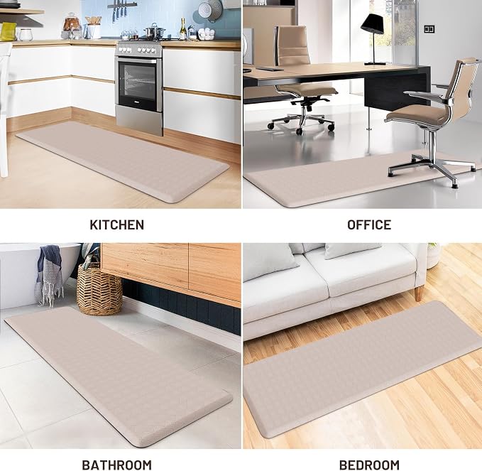 HappyTrends Kitchen Runner Rugs Anti-Fatigue mats,17.3"x 60",Non Slip Waterproof Ergonomic Comfort Mat for Kitchen, Floor Home, Office, Sink, Laundry,Khaki
