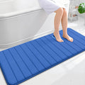 OLANLY Memory Foam Long Bathroom Rugs Runner 59x24, Super Soft Absorbent Bath Mat, Quick Dry, Machine Washable Shower Rugs, Bathmat Carpet, Bathroom Home Decor Accessories, Deep Navy Blue