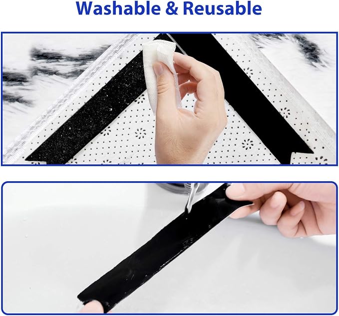 16 Pcs Dual Sided Washable Removable Rug Stopper, Non Slip Adhesive for Hardwood Floors and Carpet Corners