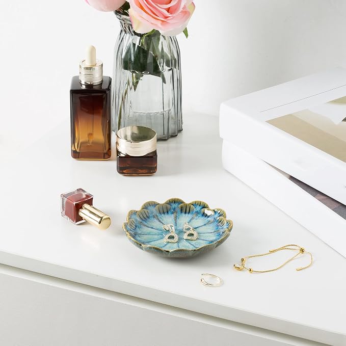 BEUNAIZER Jewelry Dish Tray, Ring Dish, Ceramic Trinket Tray, Key Bowl, Decorative Plate, for Friends Sisters Daughter Mother