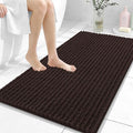 OLANLY Bathroom Rug Mat 44x24, Thick Soft and Absorbent Chenille Bath Mat, Non-Slip Rubber Backing, Machine Washable Quick Dry Bath Rugs for Tub Shower Floor, Home Decor Accessories, Brown