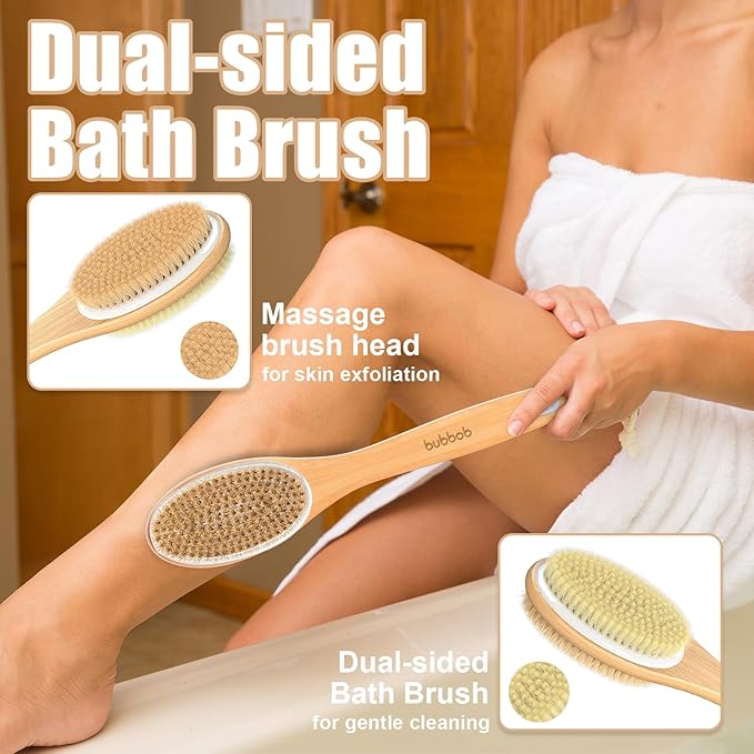 Back Scrubber for Shower,Bath Brush with Long Handle,Men and Women (2 Pack) | Bath Brush Body Exfoliator for Wet or Dry Brushing