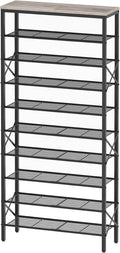 YATINEY 10 Tier Shoe Rack, Large Capacity Shoe Storage Organizer Holds 40 Pairs, Sturdy and Stable, for Entryway, Hallway, Closet, Dorm Room, Greige and Black SS10BG