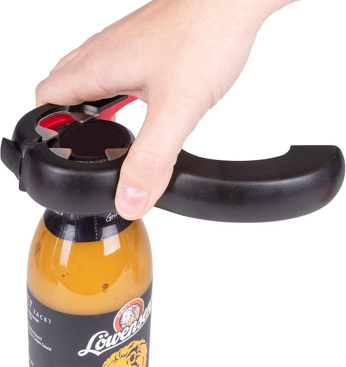Westmark Multi-Opener, Rubberised Inner Surface, 14 x 6 cm, Stainless Steel/Plastic, Black/red, 10552270